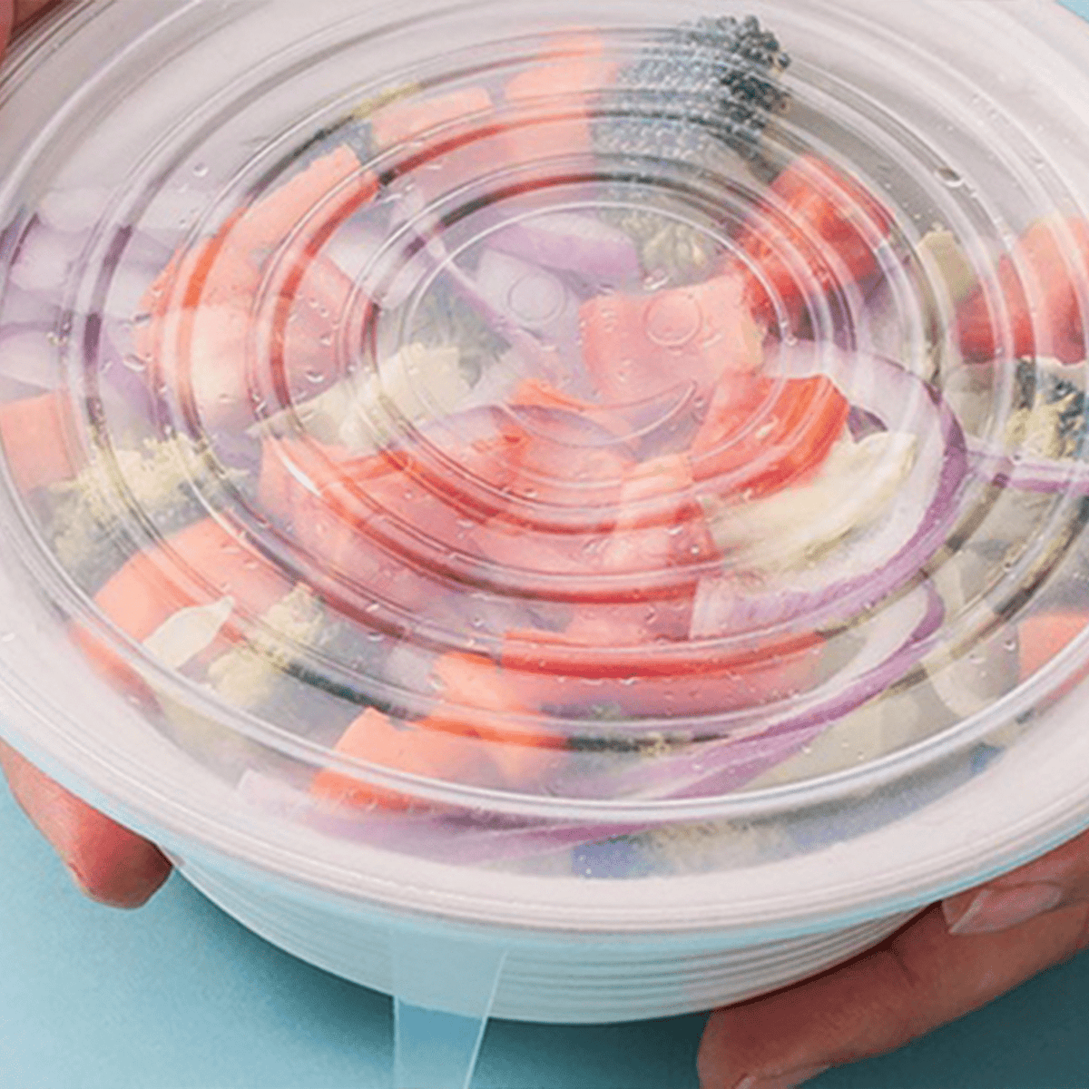 6 Tapas Elasticas Alimentos Varios Tamaños, Mantiene Comida Fresca, Reutilizable y Fácil de Limpiar, Apto para Microondas, Nevera y Lavavajillas, Hecho de Silicona Resistente, Incluye 6 Tapas