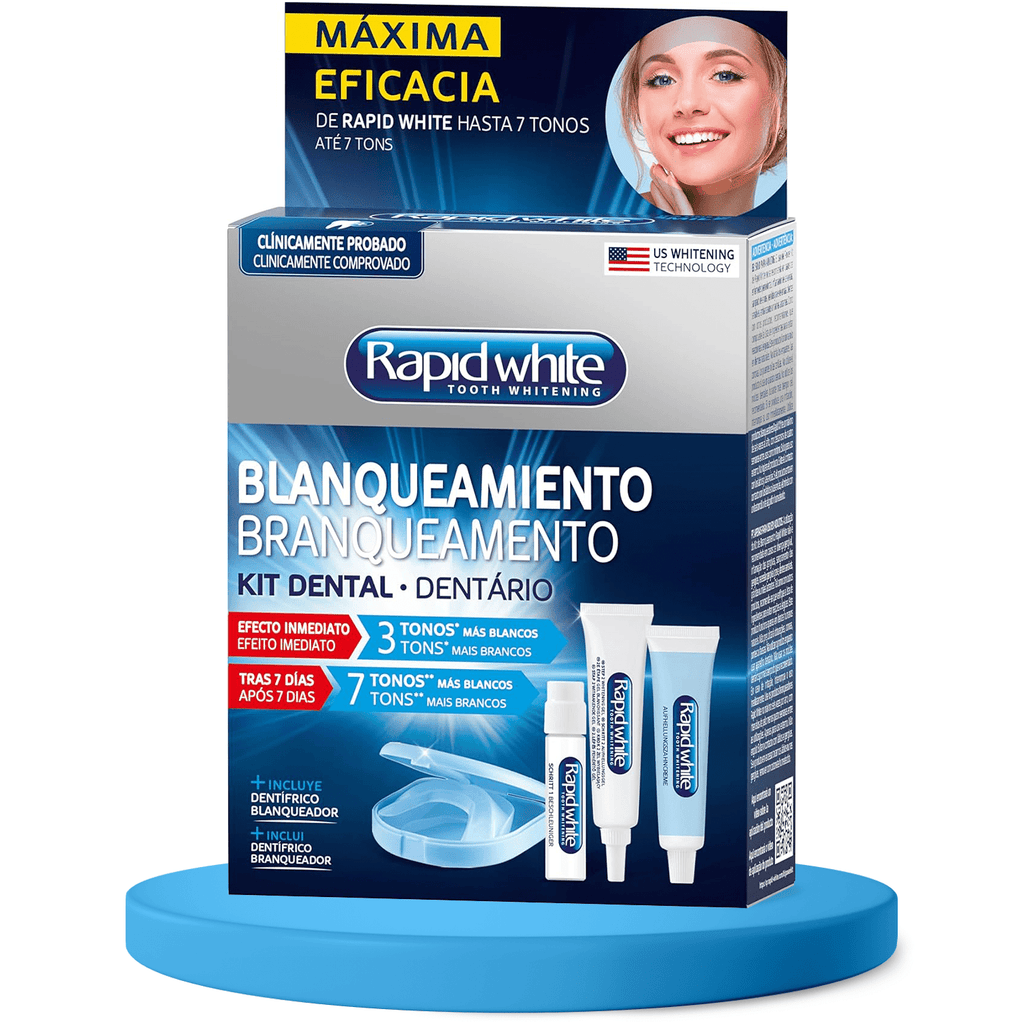 Kit Blanqueamiento Dental, Blanqueamiento Rápido y Eficaz, Con Efecto Inmediato de Hasta 3 Tonos más Blancos, 7 Tonos más Blancos en solo 1 Semana - Rapid White