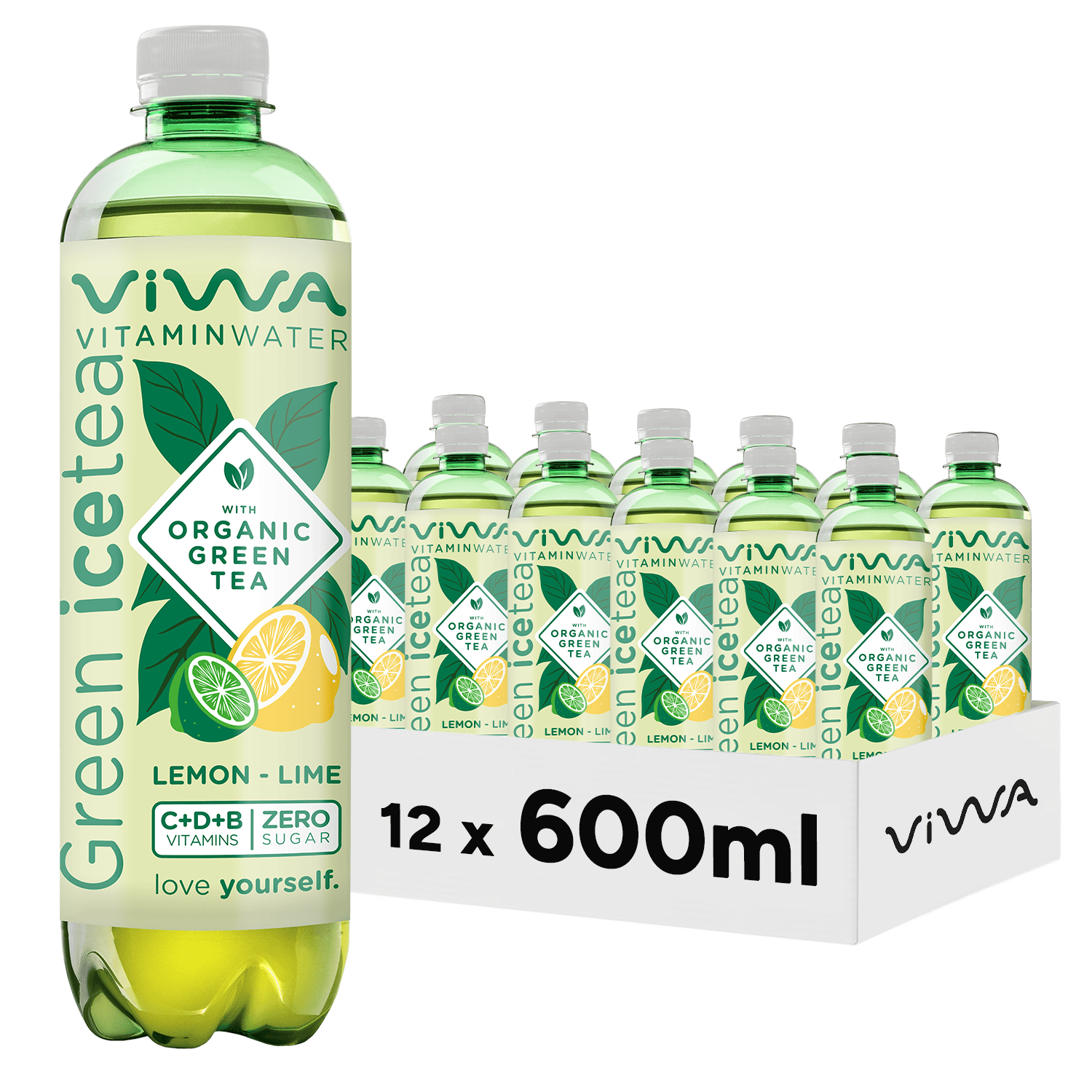 VIWA VitaminWater & Tea, Bebidas Refrescantes con Vitaminas y Minerales, 600ml, Pack de 12