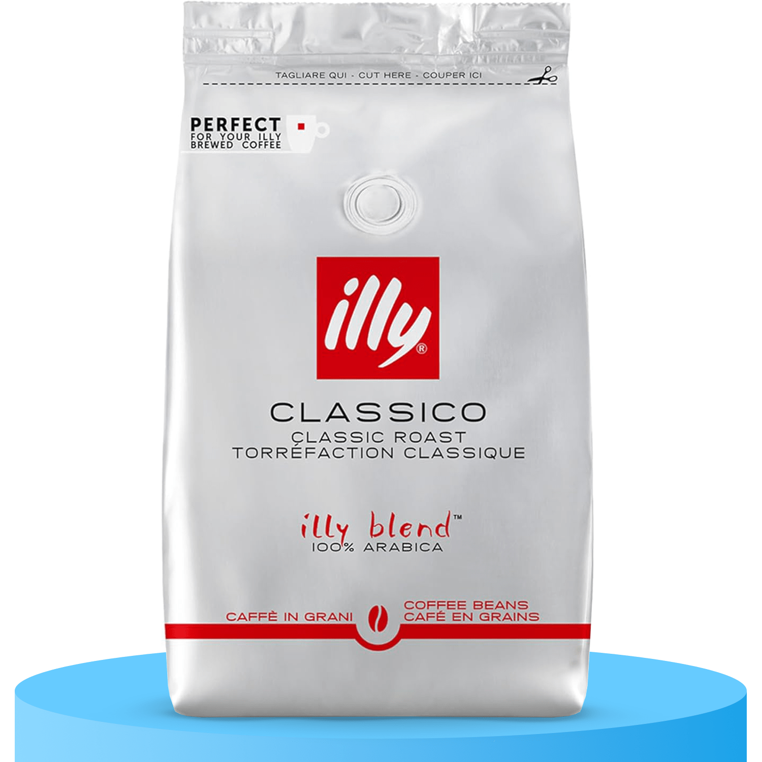 Illy Café Grano Tueste Classico, Sabor Suave y Armonioso, Notas de Caramelo, Azahar y Jazmin, 100% Arabica, Café en Grano Listo para ser Molido, 500g