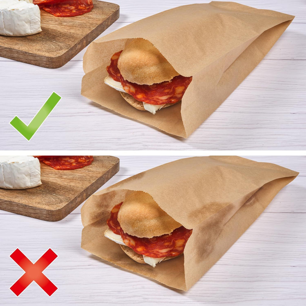 Albal Bolsas de Papel para Bocadillos, Papel Antigrasa, Duraderas y Confiables, Mantiene los Bocadillos y Sandwiches Frescos Durante más Tiempo, Bolsas Kraft de 27x12x5cm, 120/240 Bolsas