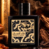 Lattafa Qaed Al Fursan Eau de Parfum Unisex, Perfume Árabe de Aroma Frutal y Amaderado con Notas de Piña, Azafrán, Ámbar y Cedro, 90 ml