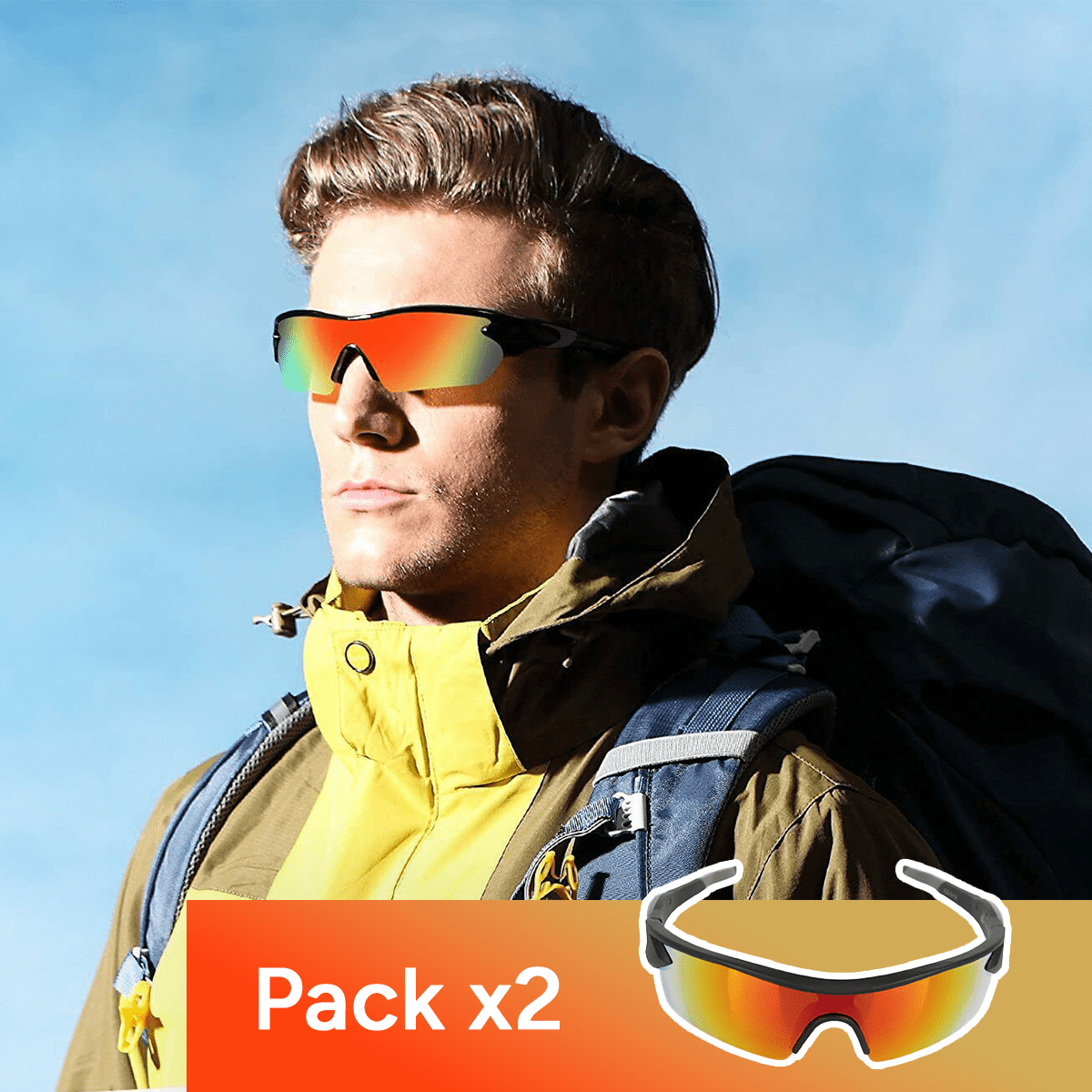 Pack 2 Gafas Ciclismo, Gafas de Sol Deportivas Unisex con Media Montura, Gafas De Sol Polarizados con Máxima Claridad y Protección UV, Minimiza el Deslumbramiento, Resalta los Colores y Brinda a tus Ojos Protección UV, Ideales para Deporte, Conducir