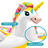 Flotador Piscina Unicornio Hinchable Grande con 2 Asas, Hecha de Vinilo Ultra Resistente, Con 2 Cámaras de Aire para Mayor Seguridad y 2 Asas Resistentes para Mayor Sujeción y Estabilidad, Incluye Kit de Parches para Reparar Pequeños Poros o Pinchazos