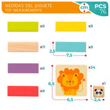 Torre de Madera Juego, Torre de Bloques Apilables de Madera, Conjunto de 76 Piezas, 52 Piezas de Bloques Coloreados, Juego de Mesa Divertido