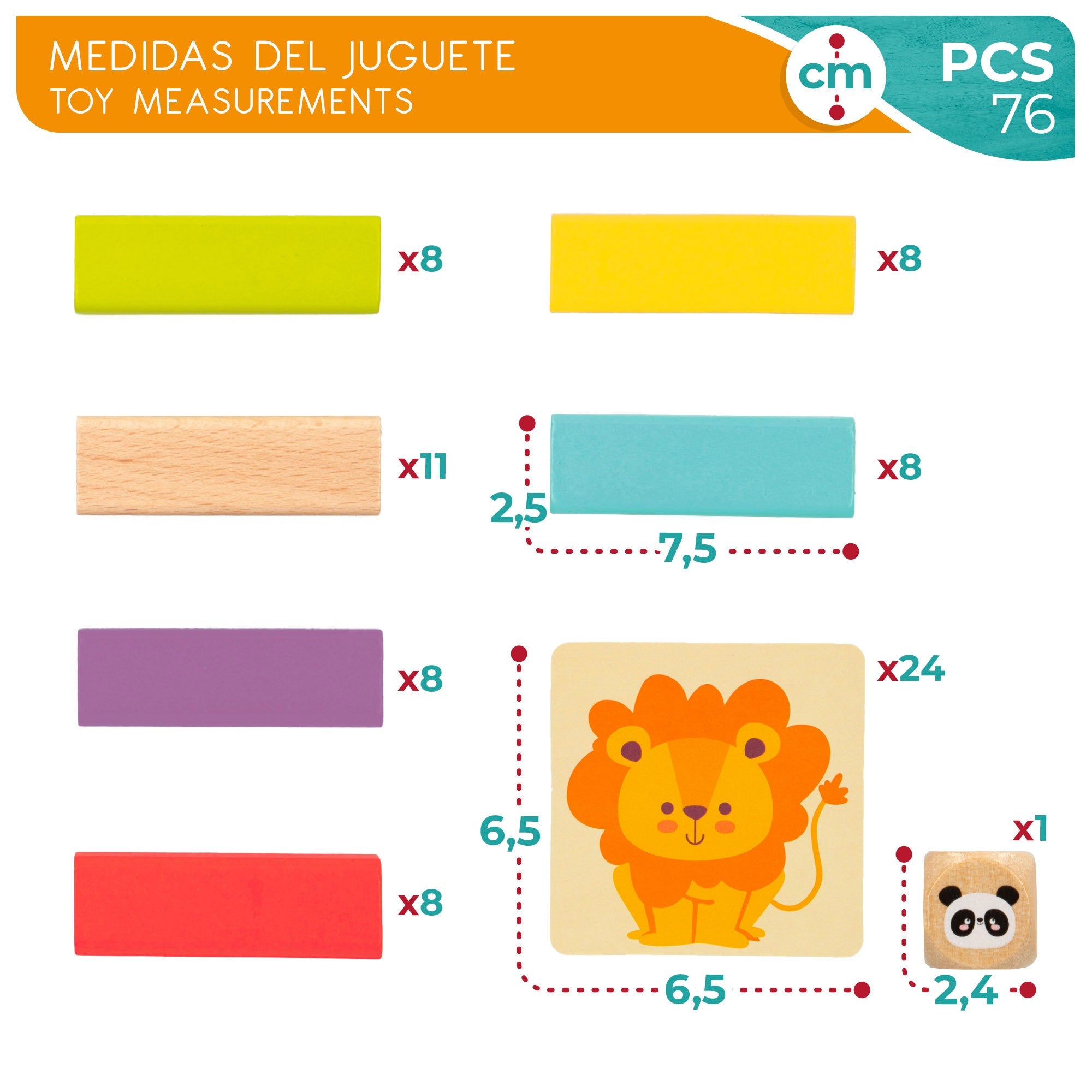Torre de Madera Juego, Torre de Bloques Apilables de Madera, Conjunto de 76 Piezas, 52 Piezas de Bloques Coloreados, Juego de Mesa Divertido