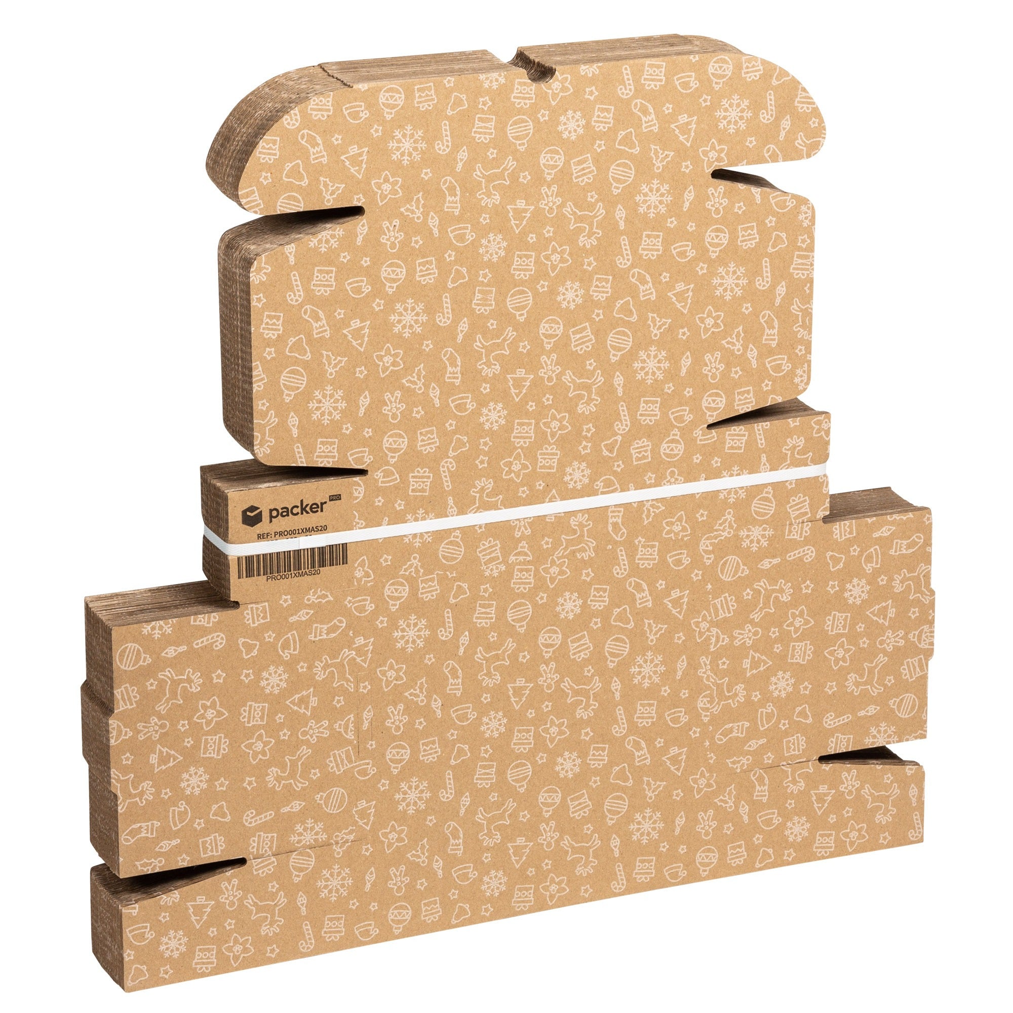packer PRO Caja Cartón Envío Navidad, Caja Cartón Navidad Automontable de Cartón Kraft, Caja Regalo