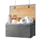 Organizador de Almacenamiento, Cesto Almacenaje Plegable, Baul de Almacenamiento hecho de Bambú Resistente de 1cm de Grosor, Capa Frontal e Inferior Reforzadas, Ideal para ser Colgado, Gran Capacidad, 33.5 x 35.5 cm