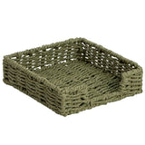 Servilletero de Mesa Tejido, para Organizar Servilletas en Cocina y Comedor, Diseño Decorativo de Estilo Natural, Color Verde, 18 x 18 x 5 cm