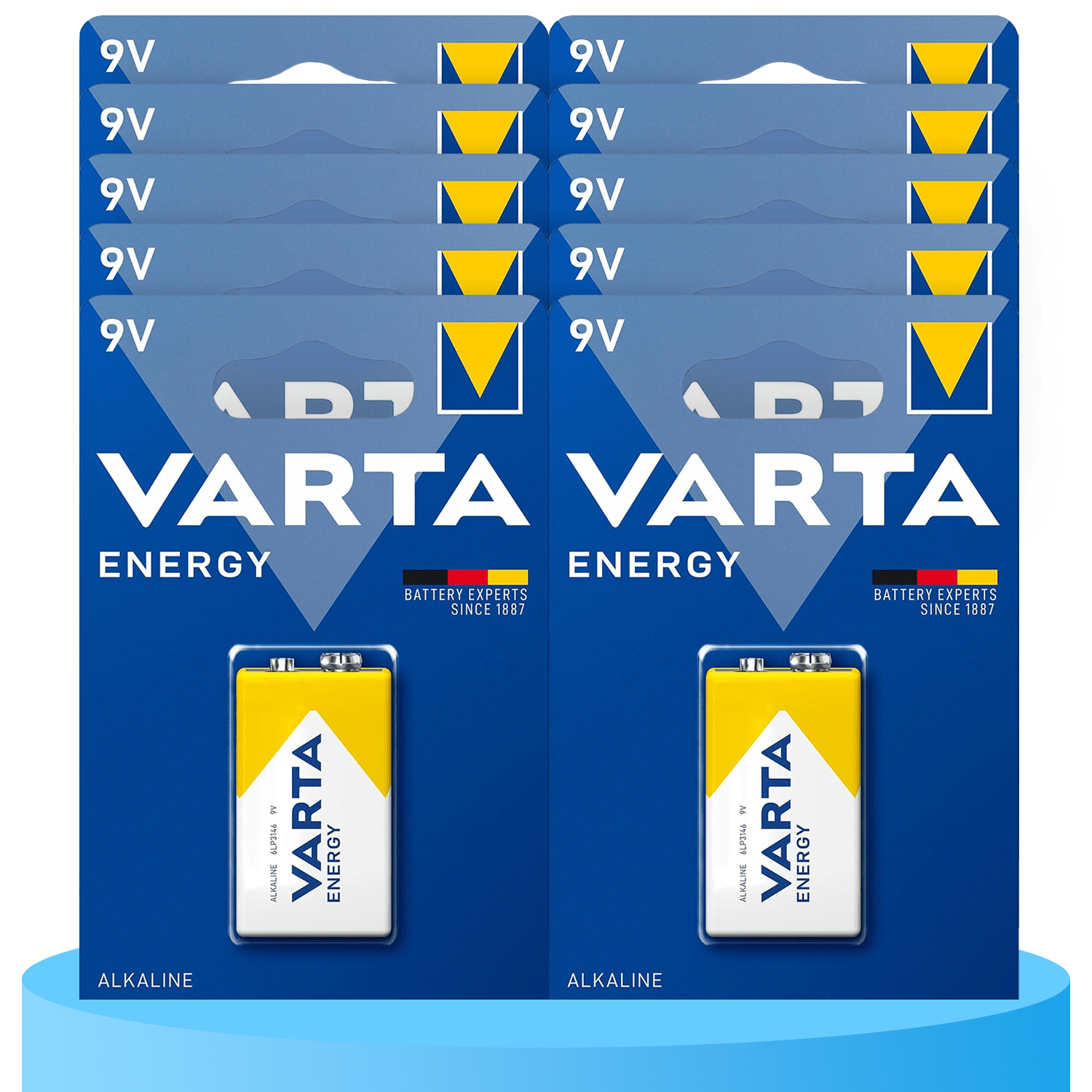 Pilas 9V Alcalinas, Pilas 9v Cuadradas de Alto Rendimiento, VARTA Energy, Larga Duración, Energía Continua, Ideal para Detectores de Humo, Micrófonos Inalámbricos, Pedales de Guitarra, Multímetros, Electrodomésticos