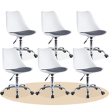 Silla Escritorio Ergonómica con Ruedas, Silla Oficina Giratoria con Altura Ajustable, Acolchada, Estilo Nórdico, Ideal para Estudio y Oficina