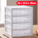 Cajonera Almacenamiento Plástico de Sobremesa, 4 Cajones, Ideal para Ordenar y Organizar el Hogar, Blanco, 18 x 22.5 x 23cm
