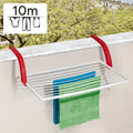 Tendedero Balcón con Gran Superficie de Tendido, para Balcones y Radiadores, Máxima Resistencia al Sol y a la Intemperie, Hecho de Resina Resistente, Aguanta el Peso de la Ropa, Extensible, Compacto y con Tamaño Optimizado