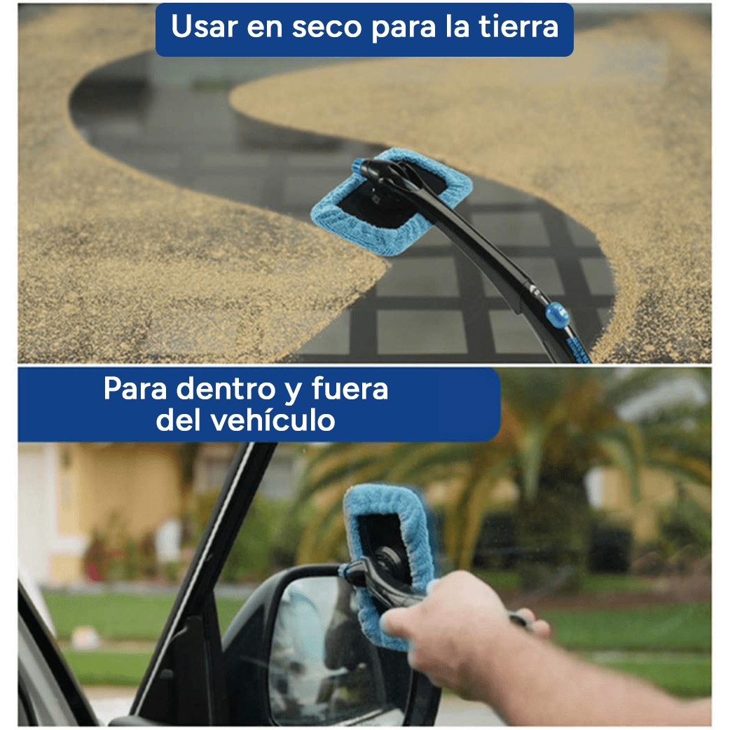 Limpiaparabrisas de Coche Extensible, Recargable con Agua, Cabezal Pivotante, Incluye 2 Microfibras Reutilizables, Mango de ABS, Llega a todos los Rincones sin Esfuerzo, Diseño Ergonómico para Limpiar el Parabrisas de forma Rápida y Fácil