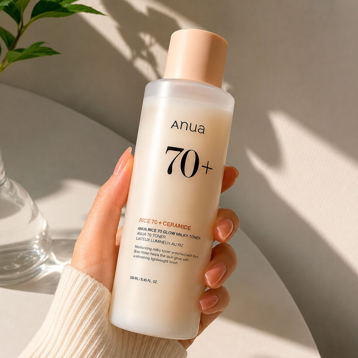 Anua Rice 70, Tónico Facial Coreano para Hidratar e Iluminar la Piel con Extracto de Arroz y Ceramidas, Cuidado Diario de la Piel, 250 ml
