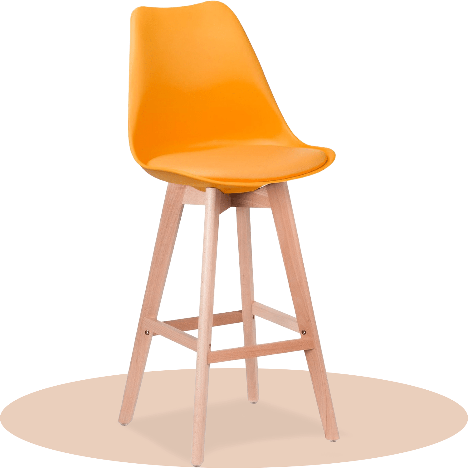 Taburete Alto Cocina con Respaldo, Asiento Blando y Tapizado, Patas Altas Resistentes de Madera de Haya con Reposapiés, Sillas Nórdicas, Ideal para Cocina, Salón, Comedor y Restaurante, 54.5 x 49.5 x 106 cm