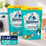 La Antigua Lavandera Detergente en Cápsulas para Ropa, Aroma Colonia, Pack de 2 Cajas de 60 Cápsulas Cada Una, 120 Cápsulas en Total