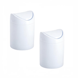 Pack 2 Papeleras Pequeñas, Tapa Basculante, Plástico Duradero, Ligero, Resistente y de Fácil Limpieza, Perfecta para Residuos Pequeños en Baños, Oficinas o Dormitorios, Incluye 2 Papeleras
