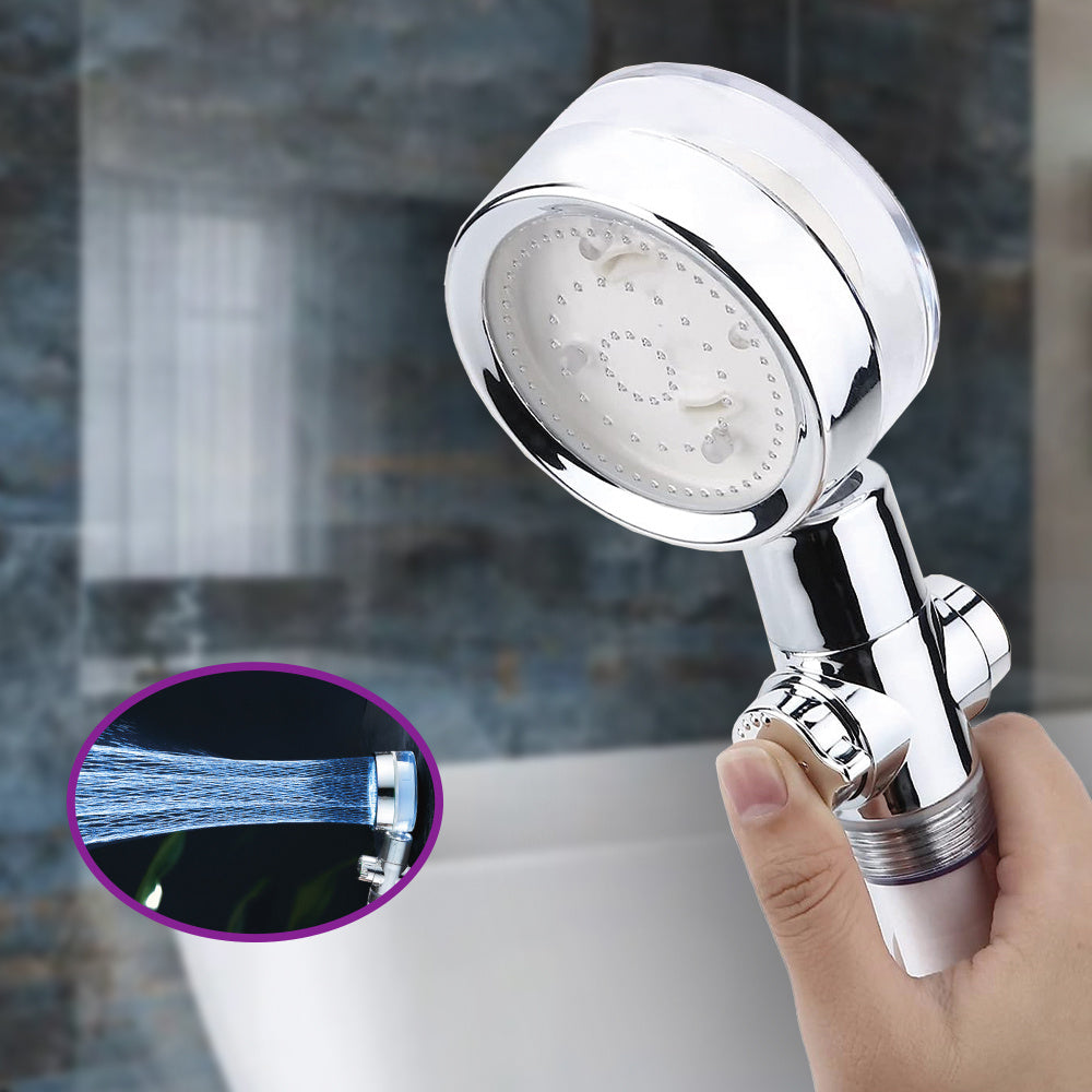 Cabezal de Ducha, Con Regulador de Caudal, Cabezal 360°, Luz Led por Presión de Agua, Cambia de Color con la Temperatura, Botón de Stop, Ahorrador de agua, Filtro Anti-cal y Filtro de Impurezas, Fácil de Instalar