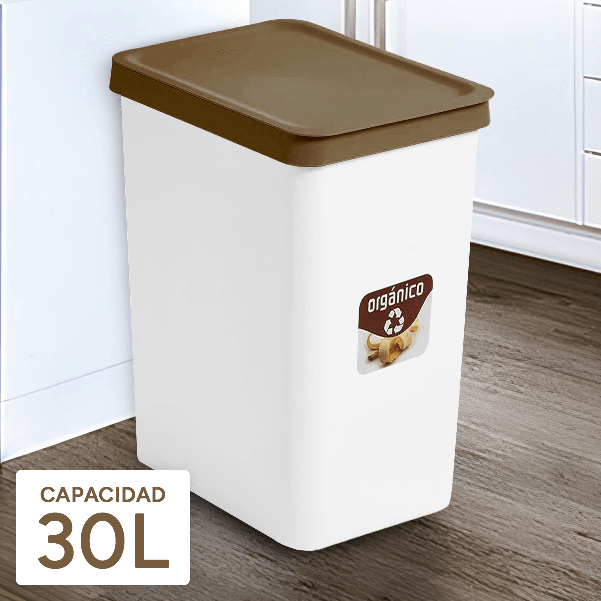 Cubo Basura Cocina de Plástico Resistente, 30L, Cubos de Basura Reciclaje