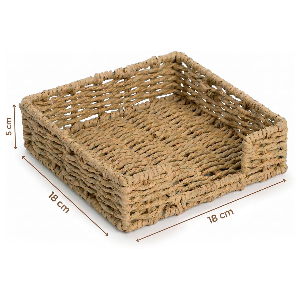 Servilletero de Mesa Tejido, para Organizar Servilletas en Cocina y Comedor, Diseño Decorativo de Estilo Natural, Color Beige, 18 x 18 x 5 cm