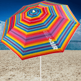 Sombrilla Playa Grande, 200cm / 220cm, Inclinable, Protección UV 50, Hecha de Aluminio y Tela Oxford con Revestimiento, Forma Única para Favorecer la Ventilación, 8 Varillas Resistentes y Flexibles, Ancho Tubo 28/32mm