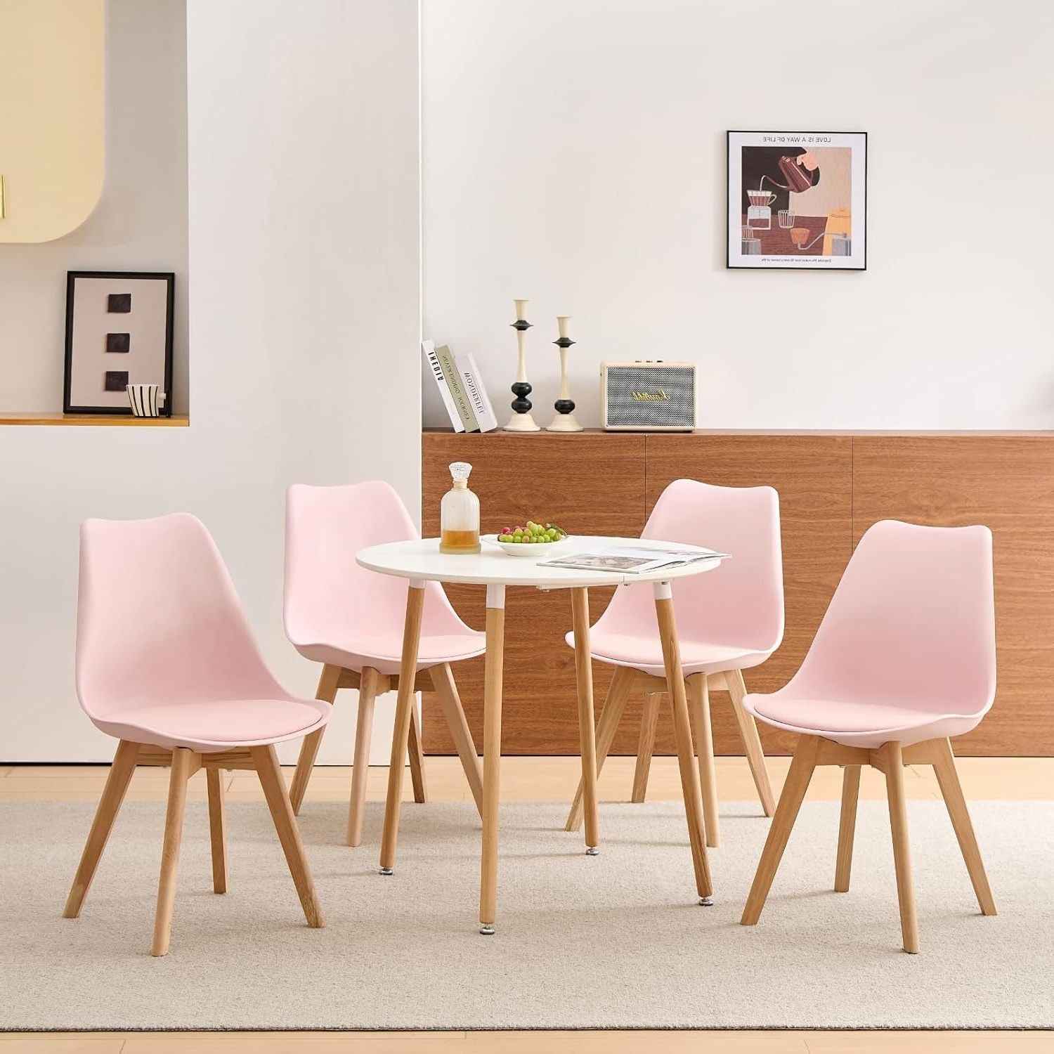 1/2/4/6 Unidad Sillas para Comedor, Sillas para Cocina con Asiento Blando, Tapizado y Patas Resistentes de Madera de Haya, Sillas Nórdicas