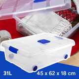 Caja Almacenamiento plástico para Guardar y Ordenar Juguetes, Libros, Documentos, Ropa, Mantas. Cierre Hermético, Gran Capacidad y Resistencia