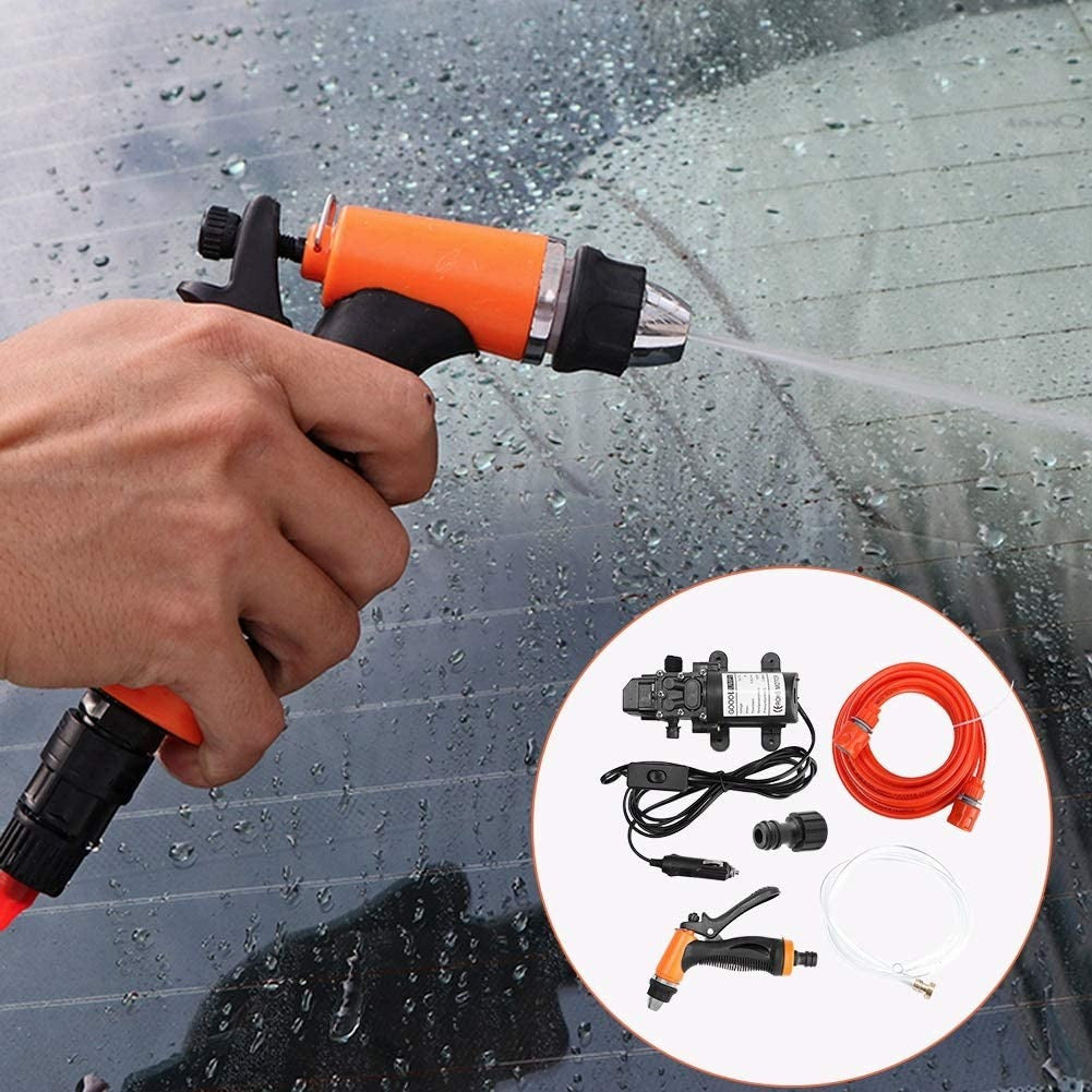 Kit Limpieza Coche, Lavado a Presión 80W Potencia, 8 Metros de Manguera, Rápido y fácil de Usar, Resistencia a Ácidos y Álcalis, Resistencia a la Corrosión, Bajo Nivel de Ruido, Larga Vida Útil, Incluye: x1 Bomba de agua de Diafragma, x1 Rociador de Agua