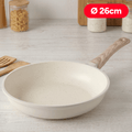 Sartenes Cocina Antiadherente, Sartenes de Aluminio de Alta Resistencia con Revestimiento Antiadherente efecto Mármol Blanco, Base de Inducción y Mangos de Baquelita Estilo Madera, Ø20/Ø24/Ø28cm