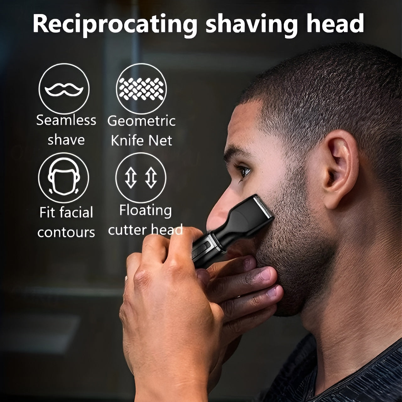 Corta Barba Hombre 4 en 1, Corta Pelos Nariz y Orejas, Barba, Patillas y Cejas, Carga USB, Perfecto para Casa y Viaje, Batería 400 mAh