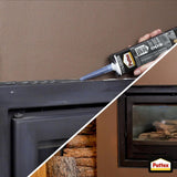 Pattex Silicona Barbacoas y Chimeneas, Para Interior y Exterior, Adherencia Excelente, Larga Duración, Color Gris, 500g