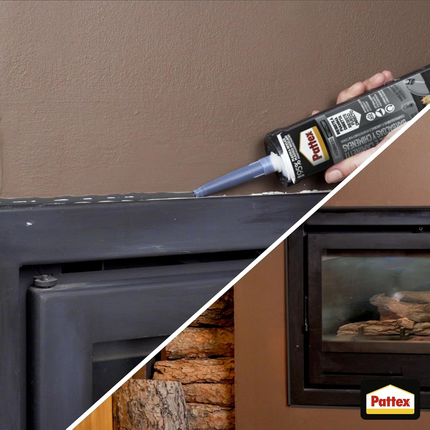 Pattex Silicona Barbacoas y Chimeneas, Para Interior y Exterior, Adherencia Excelente, Larga Duración, Color Gris, 500g