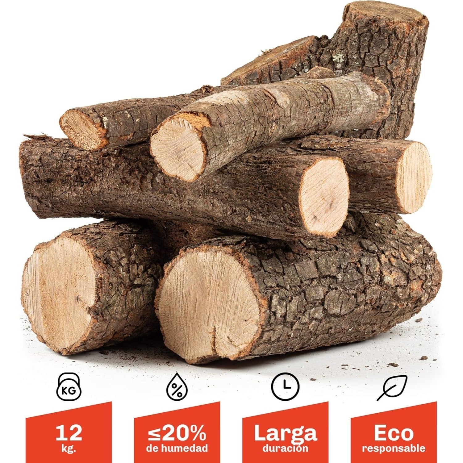 Leña para Estufas Seca de Encina Cortada en Troncos Medianos, Leña Chimenea. Astillas de Madera de Pino, Madera Seca Natural para Barbacoa, Chimenea, Caldera y Estufa