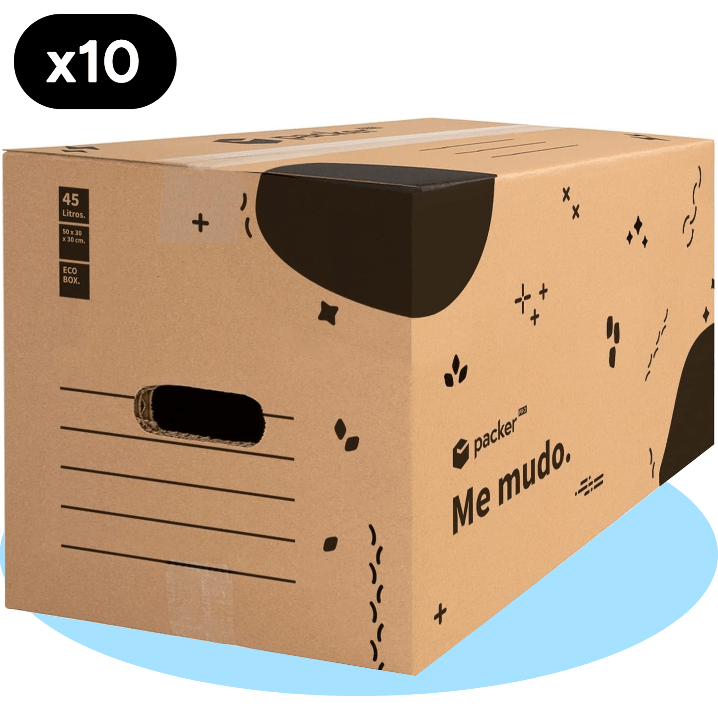 Pack 10 Cajas Carton para Mudanzas y Almacenaje Ultra Resistentes con Asas