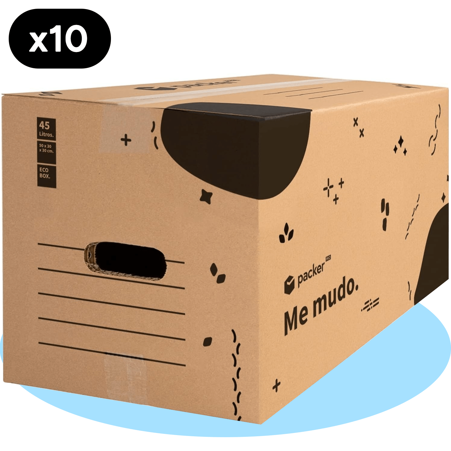 Pack 10 Cajas Carton para Mudanzas y Almacenaje Ultra Resistentes con Asas