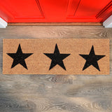 Felpudo Antideslizante para Entrada, Alfombra de Puerta Decorativa con Diseño de Estrellas, Ideal para Hogar y Recibidor, Beige y Negro, 75 x 25 x 1.5 cm