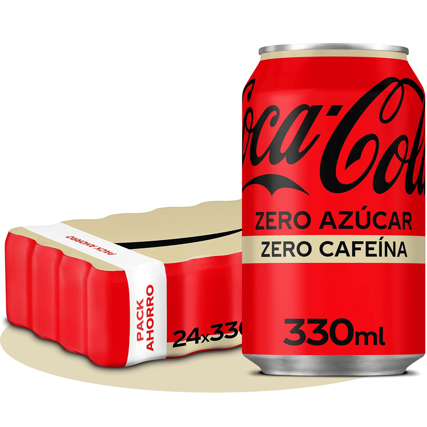 Coca-Cola Zero Azúcar Zero Cafeína, Refresco de Cola sin Azúcar, sin Cafeína y sin Calorías, Pack de 24 Latas de 330ml