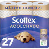 Scottex Acolchado Papel Higiénico Acolchado, Rollos con 3 Capas que Proporcionan Confort y Suavidad