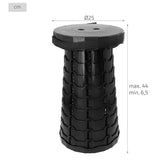 AKTIVE Taburete Telescópico Portátil Plegable para Camping, Playa y Pesca con Diseño Compacto, Asa y Correa de Transporte, Capacidad de hasta 120 kg, 44 cm, Negro