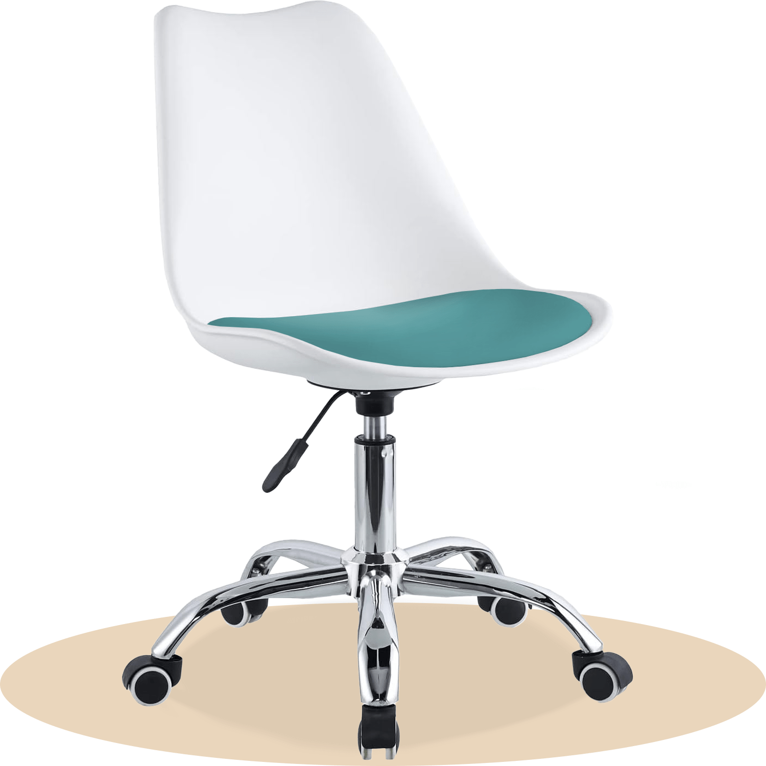 Silla Escritorio Ergonómica con Ruedas, Silla Oficina Giratoria con Altura Ajustable, Acolchada, Estilo Nórdico, Ideal para Estudio y Oficina