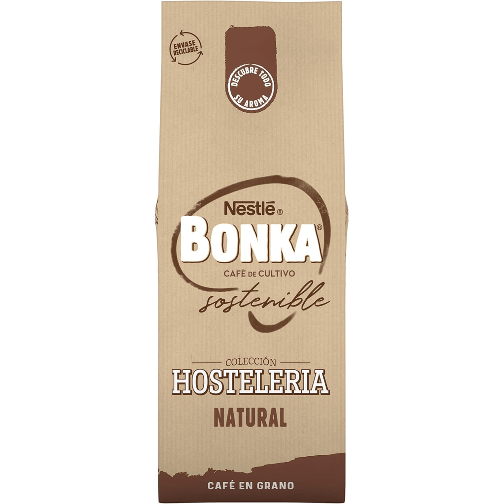 Nestlé Bonka Café Grano Tostado Natural, Suave Aroma a Tostado, Equilibrado en Intensidad, Cuerpo y Persistencia en Paladar, Ideal para Máquina de Café Espresso, 1Kg