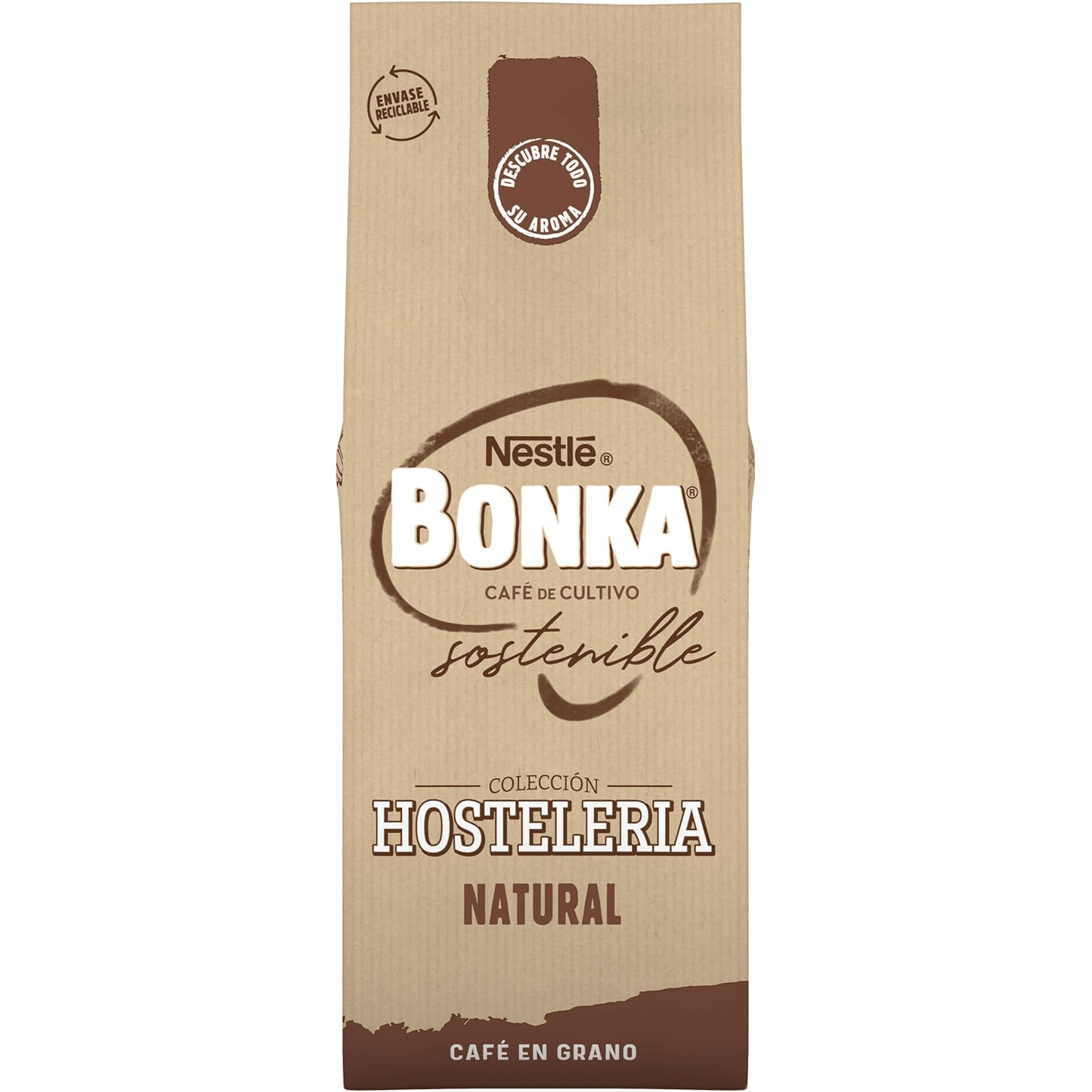 Nestlé Bonka Café Grano Tostado Natural, Suave Aroma a Tostado, Equilibrado en Intensidad, Cuerpo y Persistencia en Paladar, Ideal para Máquina de Café Espresso, 1Kg