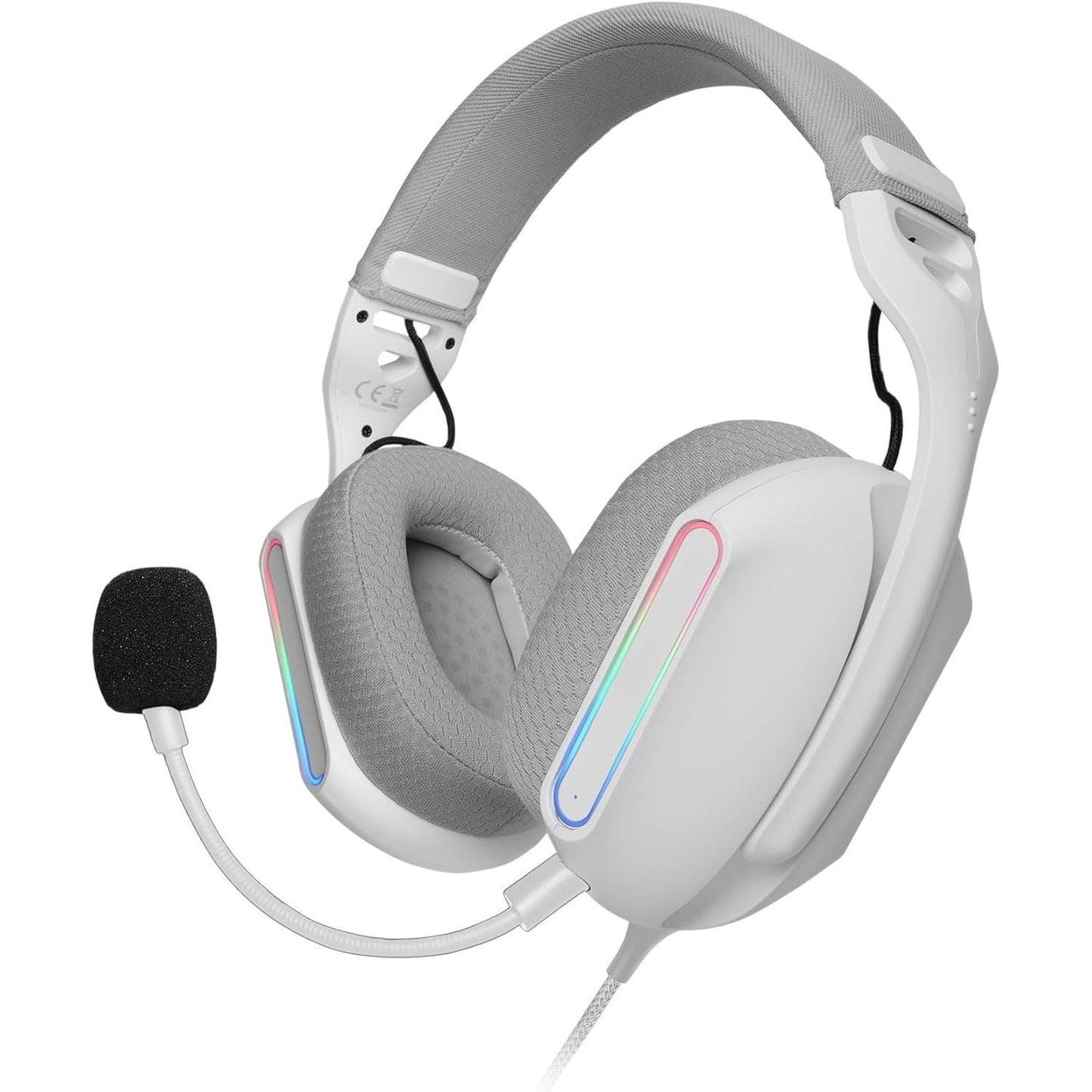 Mars Gaming MH-Pro, Auriculares Gaming ARGB Flow, Sonido Envolvente, Almohadillas Air 3D, Micrófono, PS4, PS5, Xbox One, Xbox Series X-S, Switch, Switch 2, Windows, Mac, Smartphone y Tablet, Blanco