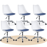 Silla Escritorio Ergonómica con Ruedas, Silla Oficina Giratoria con Altura Ajustable, Acolchada, Estilo Nórdico, Ideal para Estudio y Oficina