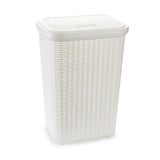 Pongotodo para Ropa Sucia con Tapa, Cesta Grande para Ropa Sucia, Cesta de Almacenamiento para Ropa Sucia para Baño, Cesta de Lavandería, Fabricado en Plástico y con Diseño Elegante, Capacidad de 60L, Asas Laterales para Mayor Comodidad, 43 x 35,5 x 62 cm
