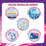 COLON Detergente para Lavadora en Cápsulas Vanish Todo en 1, Alto Podert Quitamanchas, Para Ropa Blanca y de Color, 32 Capsulas por Paquete