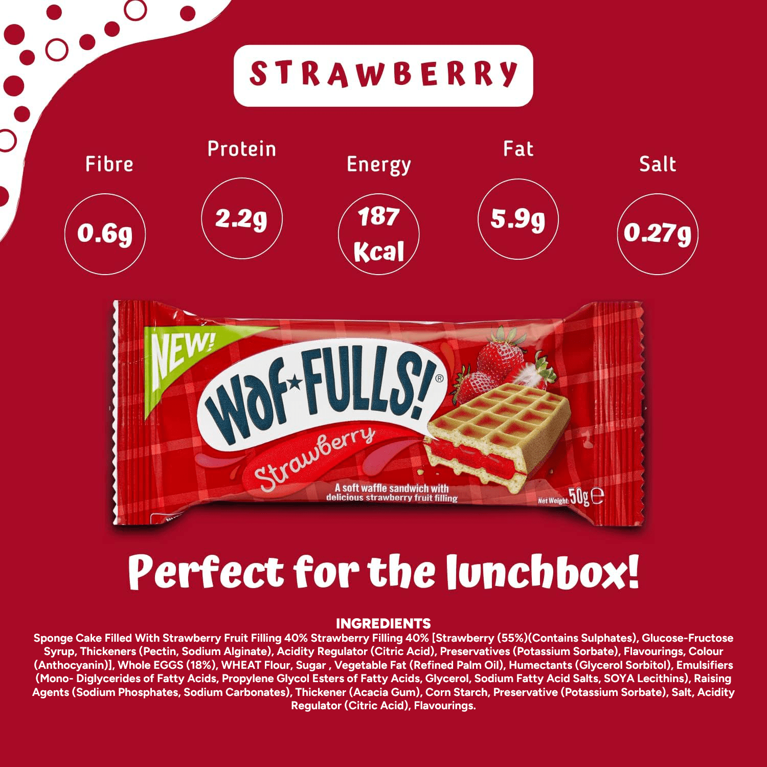 WafFULLS! Gofres de Sabores, 12 Gofres para Picoteo, Desayuno y Merienda, Barritas Esponjosas Rellenas, Gofres Envueltos Individualmente Listo para Comer, Caja con 12 Gofres