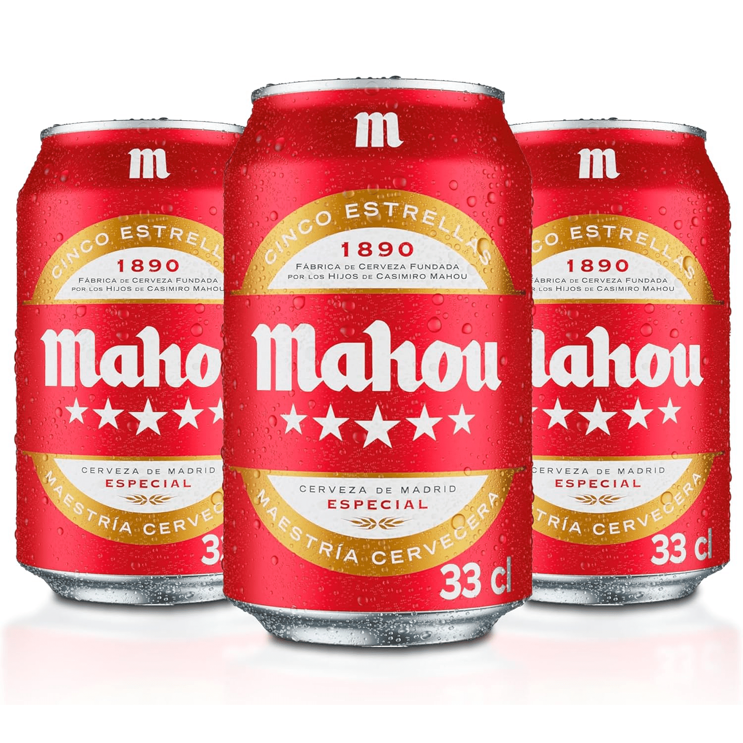 Mahou 5 Estrellas, Cerveza 24 Latas de 330ml, Cerveza Especial Dorada Lager, Sabor 5 Estrellas, 5,5% Volumen de Alcohol