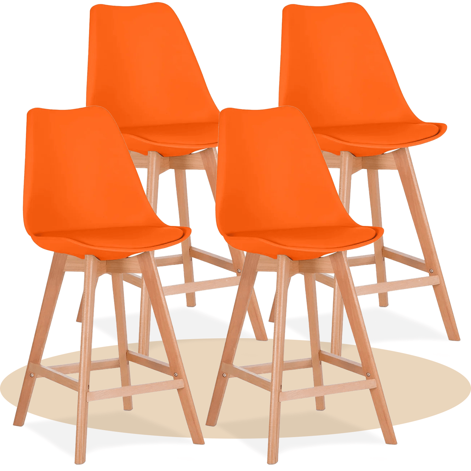 Taburete Alto Cocina con Respaldo, Asiento Blando y Tapizado, Patas Altas Resistentes de Madera de Haya con Reposapiés, Sillas Nórdicas, Ideal para Cocina, Salón, Comedor y Restaurante, 54.5 x 49.5 x 106 cm